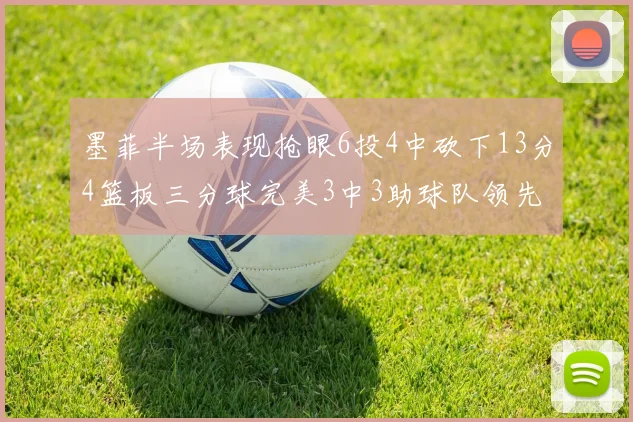 墨菲半场表现抢眼6投4中砍下13分4篮板三分球完美3中3助球队领先